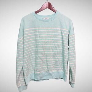 VineYard Vine Sweater Womens Large Blue Stripe Pull Over Pre owned